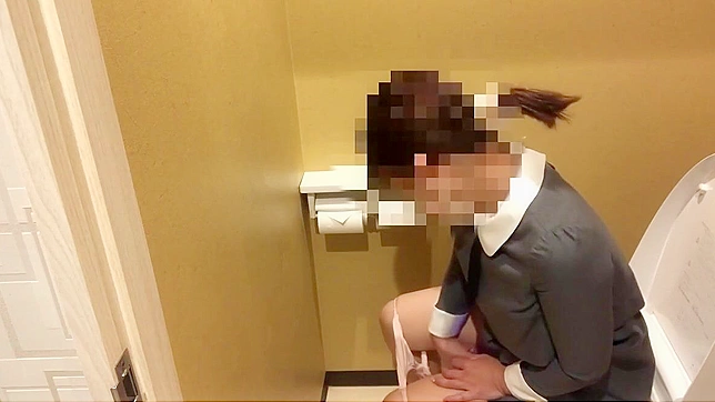 Japanese Porn ~ Luscious Girl Loses Control During Public Bathroom Break