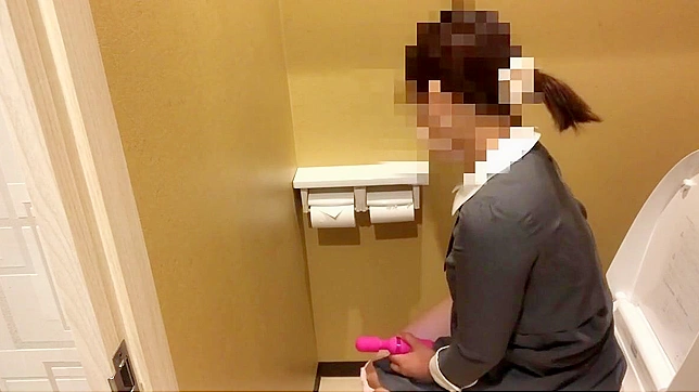 Japanese Porn ~ Luscious Girl Loses Control During Public Bathroom Break