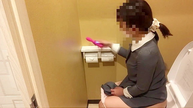 Japanese Porn ~ Luscious Girl Loses Control During Public Bathroom Break