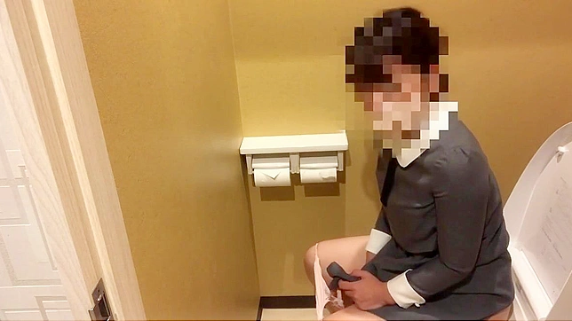 Japanese Porn ~ Luscious Girl Loses Control During Public Bathroom Break