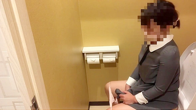 Japanese Porn ~ Luscious Girl Loses Control During Public Bathroom Break