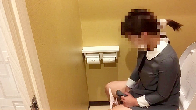 Japanese Porn ~ Luscious Girl Loses Control During Public Bathroom Break