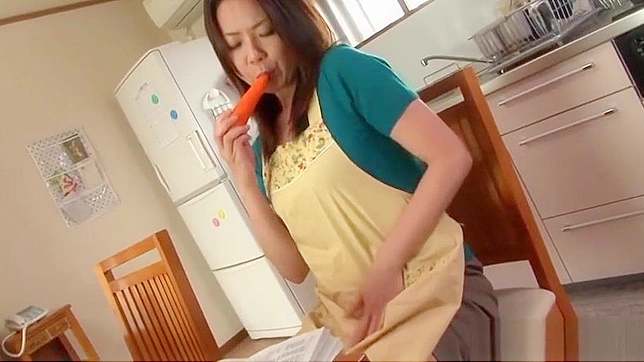 Asian MILF Solo Masturbation with a Carrot, Cumming Hard and Fast.