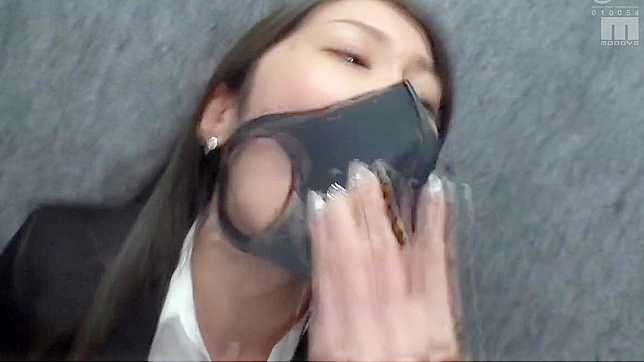 Masked Asian Babe's Intense Dildo Gag Play — A Wild Fetish Fantasy.