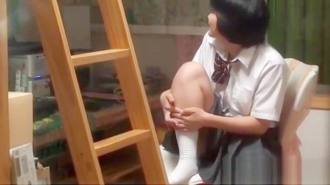 Uniformed Japanese Teen's Solo Session, Secretly Watched and Filmed in the Act.