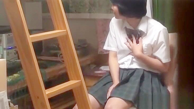 Uniformed Japanese Teen's Solo Session, Secretly Watched and Filmed in the Act.