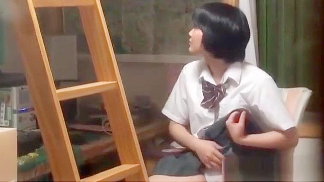 Uniformed Japanese Teen's Solo Session, Secretly Watched and Filmed in the Act.