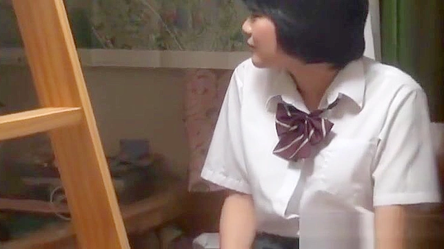 Uniformed Japanese Teen's Solo Session, Secretly Watched and Filmed in the Act.