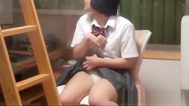 Uniformed Japanese Teen's Solo Session, Secretly Watched and Filmed in the Act.