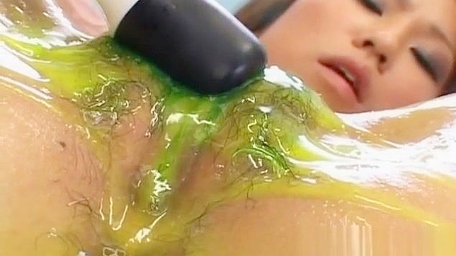 Asian Babe Romihi Nakamura in Lingerie Gets Covered in Green Goo During Messy Fuck.