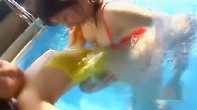 Two Asian Beauties in Swimsuits, Sucking Nipples and Rubbing Their Pussies Passionately.