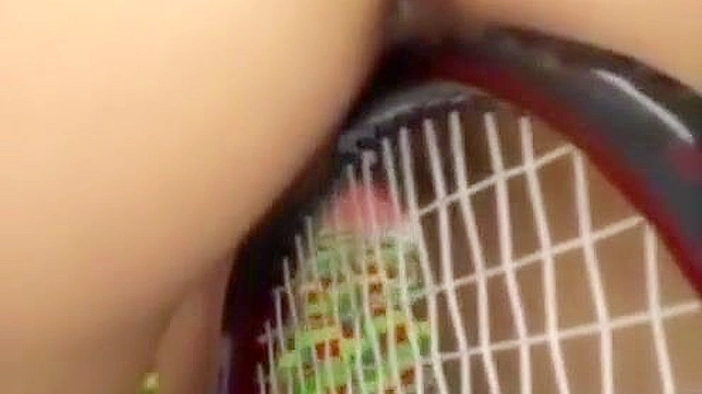 Japanese Teen's Kinky Solo Play with Golf Clubs and Tennis Racket, Cumming Hard