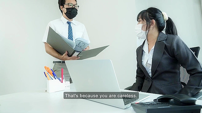 Filthy Japanese Office Bitch Giving Handjobs and Blowjobs to Whole Staff