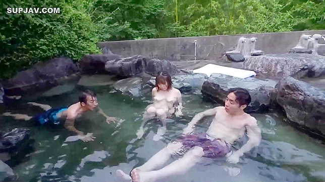 Busty Japanese Babe Moans in Surprise Hot Spring Orgy