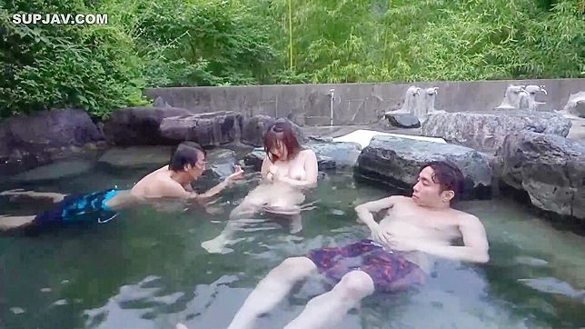 Busty Japanese Babe Moans in Surprise Hot Spring Orgy