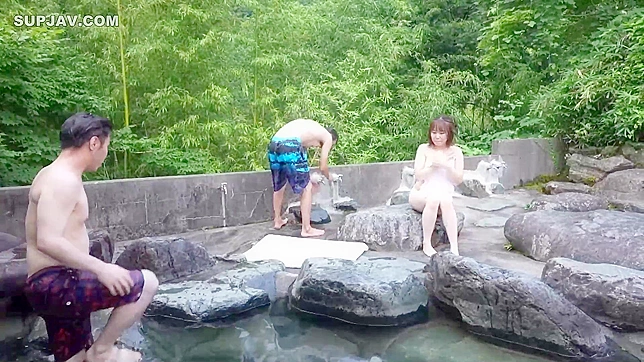 Busty Japanese Babe Moans in Surprise Hot Spring Orgy