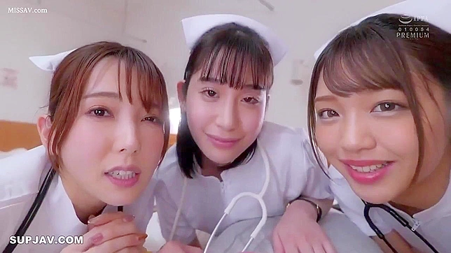 Three Slutty Japanese Nurses in Uniform Suck and Fuck Their Boss!