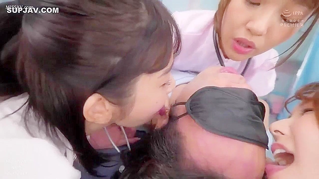 Three Slutty Japanese Nurses in Uniform Fuck Their Nerdy Boss!