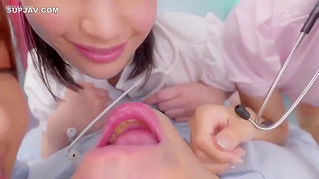 Sexy Japanese Nurses in Uniform and Stockings Suck Boss's Cock!