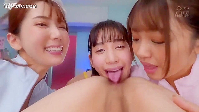 Naughty Japanese Nurses in Uniform Suck and Fuck Their Nerdy Boss!