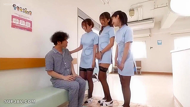 Three Japanese Nurses in Uniform Suck and Fuck Their Nerdy Boss!