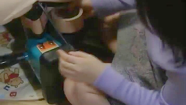 japanese housewife gets wild riding a dildo on a fucking machine