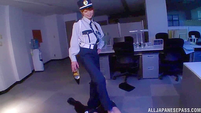 Hot Japanese Cop Gives Footjob to Burglar During Seductive Arrest