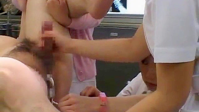 Four Sexy Nurses Stoke Patient’s Pleasure Till He Climaxes