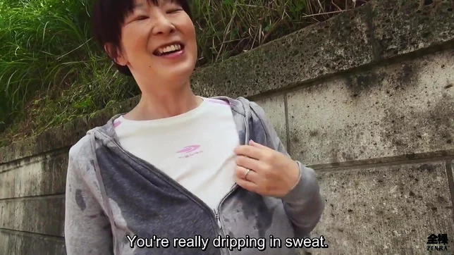 Sweaty Older Japanese Woman with Huge Tits Squirms on My Feet in Wild Foot Worship