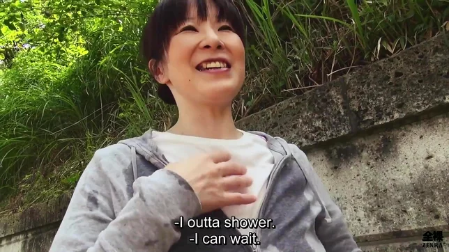 Sweaty Older Japanese Woman with Huge Tits Squirms on My Feet in Wild Foot Worship