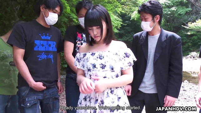 Tsuna Kimura Blows Massive Dick Outdoors with Group of Men Uncensored