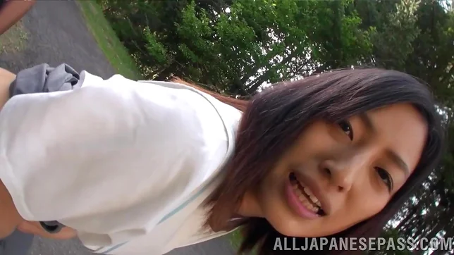 Sex-starved Asian chick Chikusa Matsuyama plays with cock and dildo 2