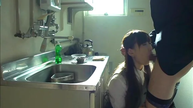 Hot Asian office babe Sayuki Kanno gives a sucks dick in the kitchen 2