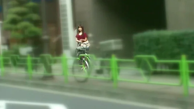 Red dressed volyball Japaneses girl is giving a blowjob in public place 3