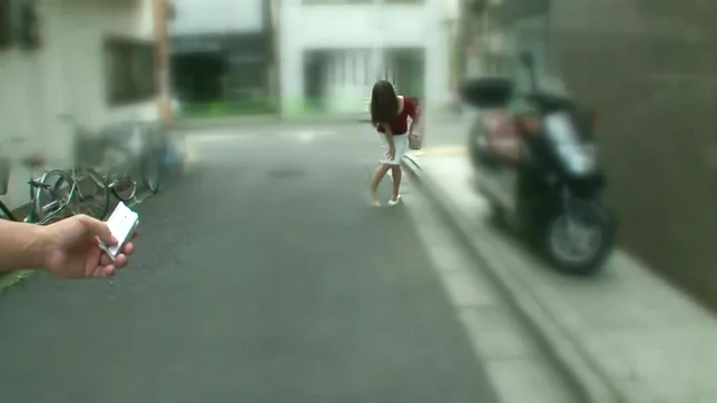 Red dressed volyball Japaneses girl is giving a blowjob in public place 3