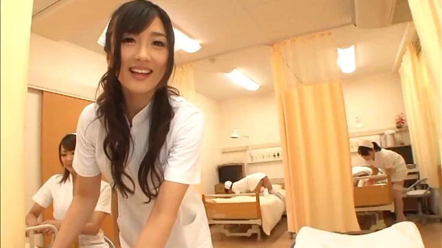 Horny nurses get together for a patient blowjob gangbang