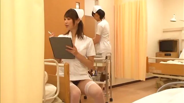 Horny nurses get together for a patient blowjob gangbang