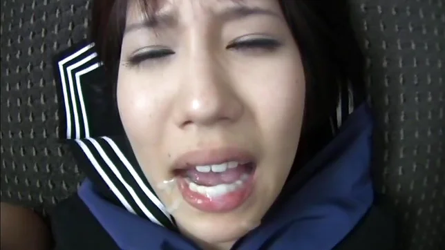 Sex appeal Asian teen Riku Minato engulfs schlong eats cum 2