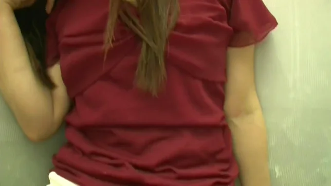 Red dressed volyball Japaneses girl is giving a blowjob in public place 2