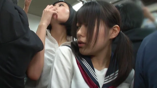 Sexy Asian lesbians Uta Kohaku and Karen Hazuki in public sex show 3