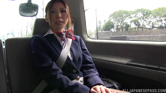 Young stewardess Yuna Shiina enjoys masturbation 3