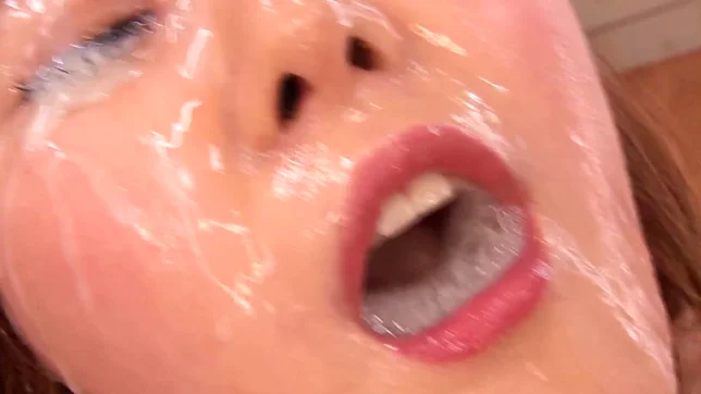 Big titted MILF oka Nishina gets multiple loads to eat