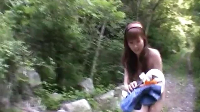 Nana Ootone Lovely Asian reporter is nude in the woods 3