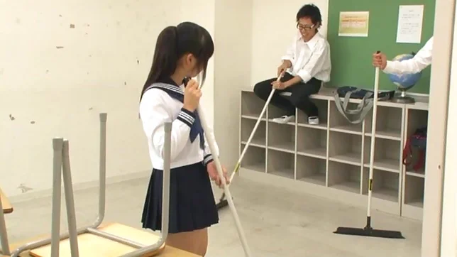Japanese schoolgirl, Aimi Usui, receives a harsh fuck