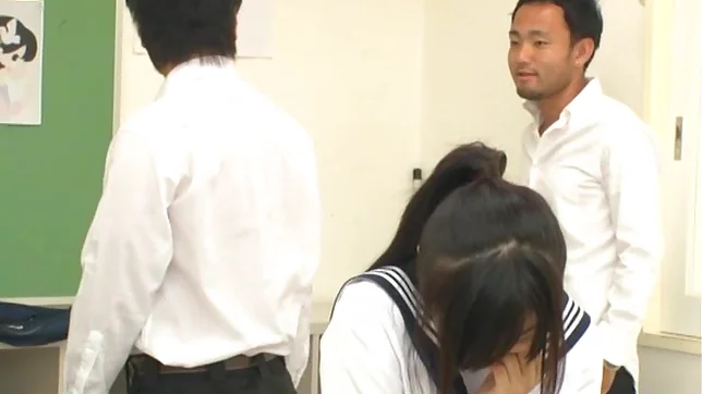 Japanese schoolgirl, Aimi Usui, receives a harsh fuck