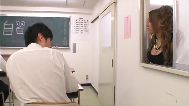 Crazy Japanese teacher Riona Kamijyou sucks cock of her student 2