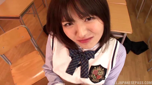 Sporty Japanese schoolgirl Akane Azusa enjoys threesome banging 4