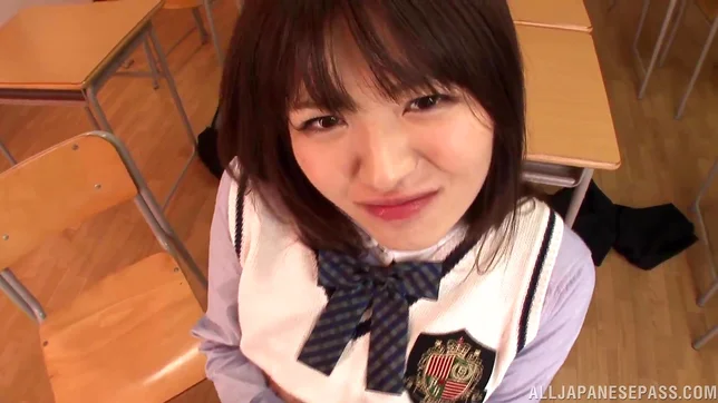 Sporty Japanese schoolgirl Akane Azusa enjoys threesome banging 4