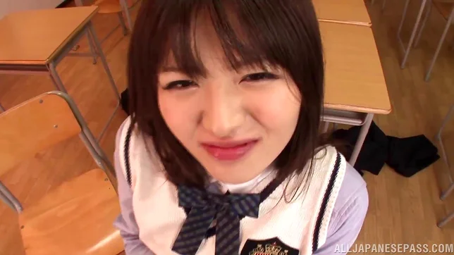 Sporty Japanese schoolgirl Akane Azusa enjoys threesome banging 4