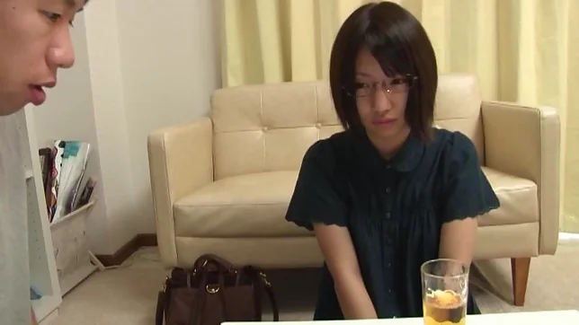 Nanase Otoha sexy Asian teen in glasses gives amateur blowjob 2